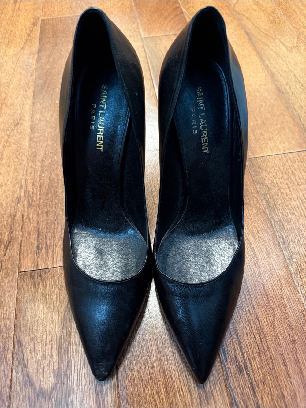 Saint Laurent Black Leather Pointed Pumps